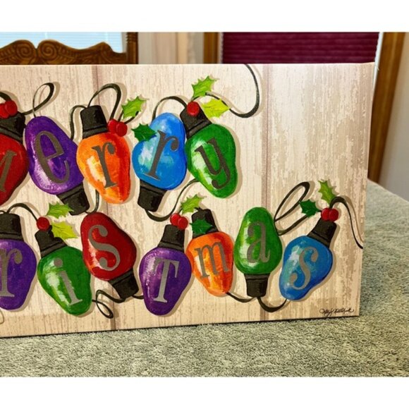 The Cute Holiday Picture Merry Christmas Lights Textual Art on Wrapped Canvas - Picture 3 of 8